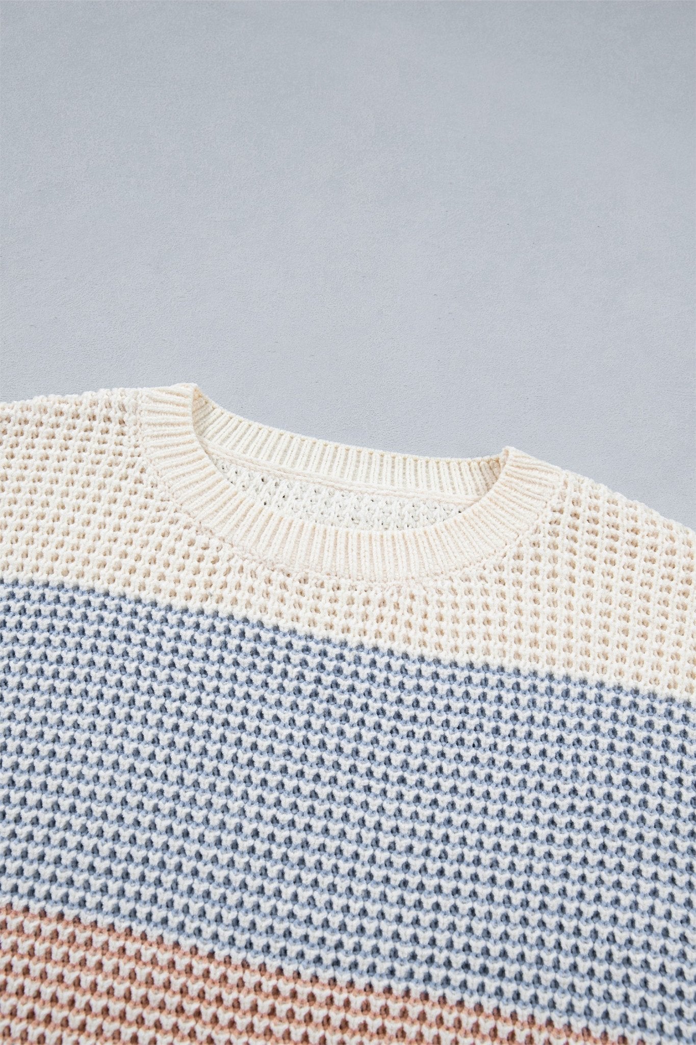 Colorblock Stripe Drop Shoulder Round Neck Sweater - Rooted & Reckless Co.