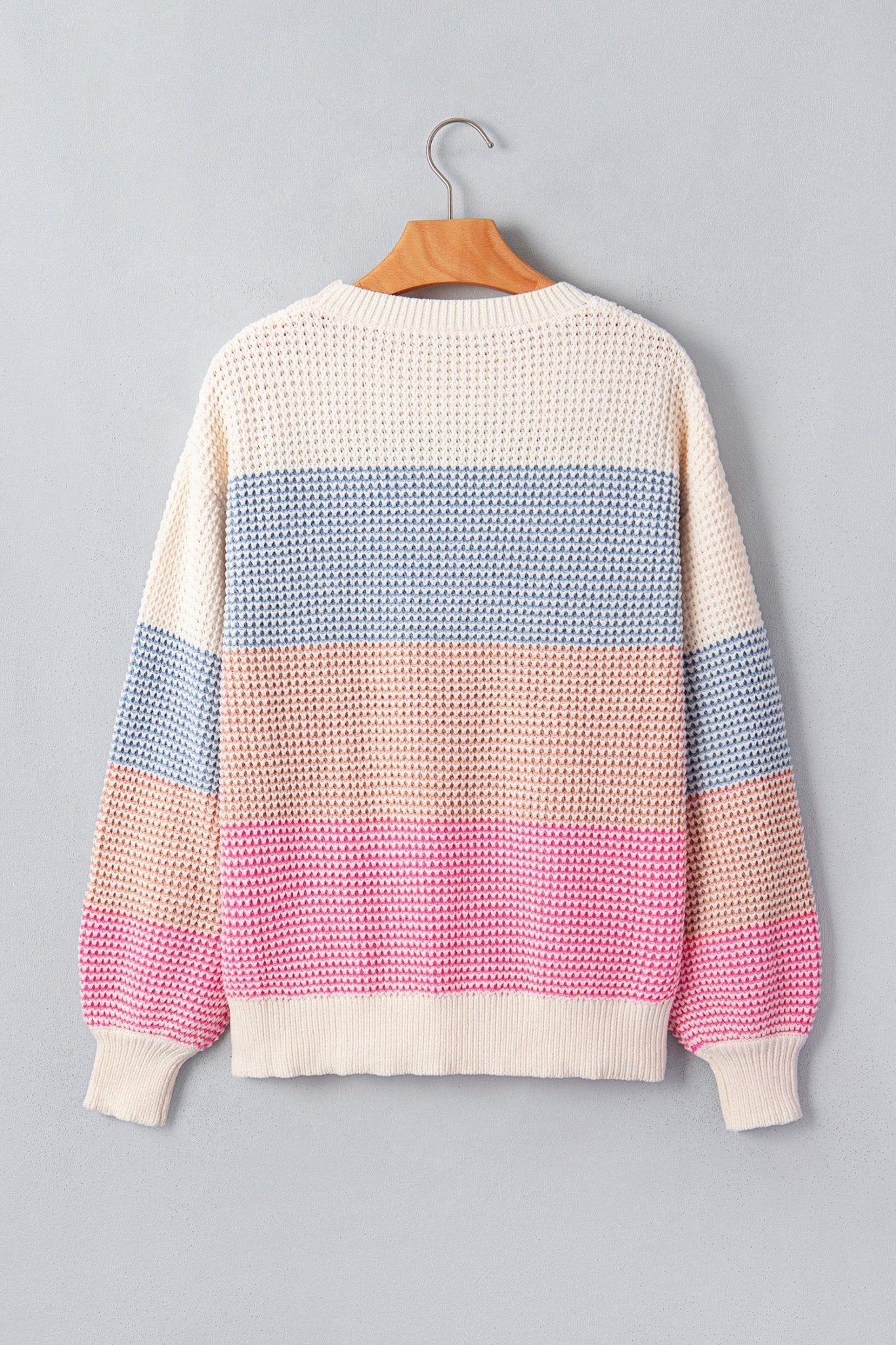 Colorblock Stripe Drop Shoulder Round Neck Sweater - Rooted & Reckless Co.