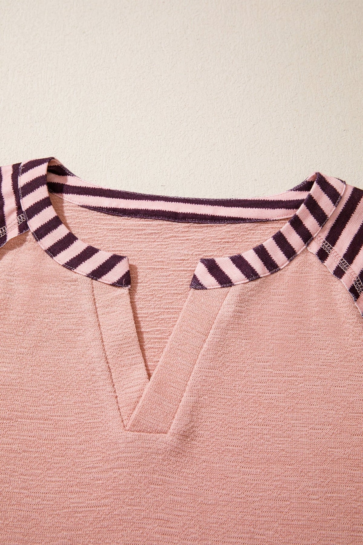 Colorblock Stripe Floral V-Neck Long Sleeve Top - Rooted & Reckless Co.