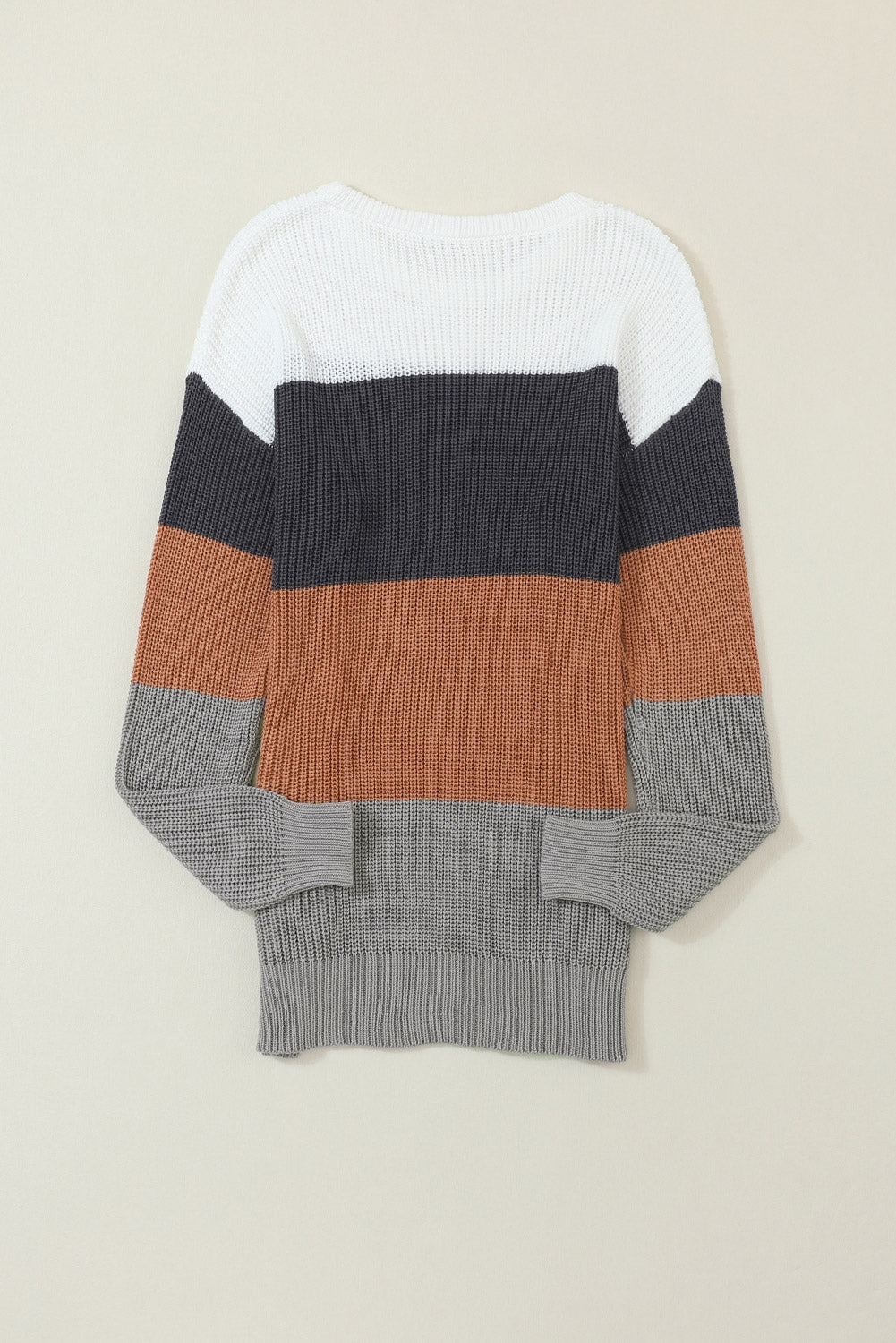 Colorblock Stripe Round Neck Pullover Sweater - Rooted & Reckless Co.