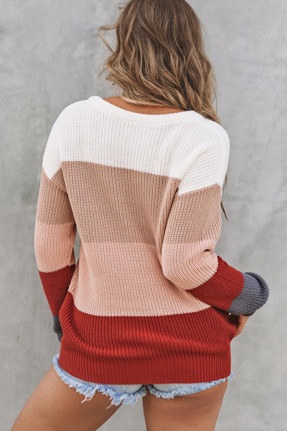 Colorblock Stripe Round Neck Pullover Sweater - Rooted & Reckless Co.