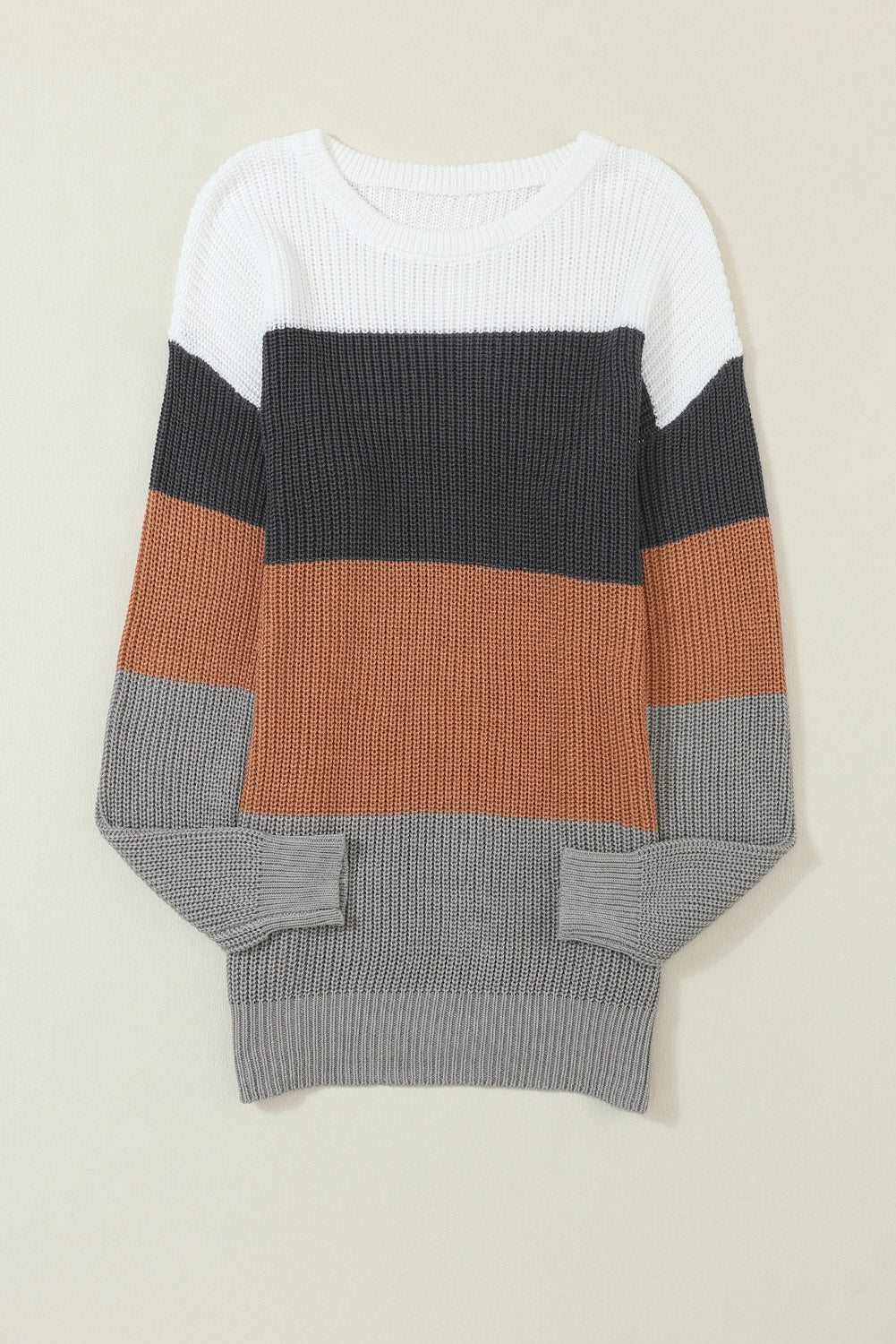 Colorblock Stripe Round Neck Pullover Sweater - Rooted & Reckless Co.