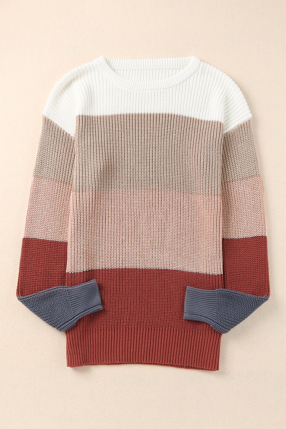 Colorblock Stripe Round Neck Pullover Sweater - Rooted & Reckless Co.