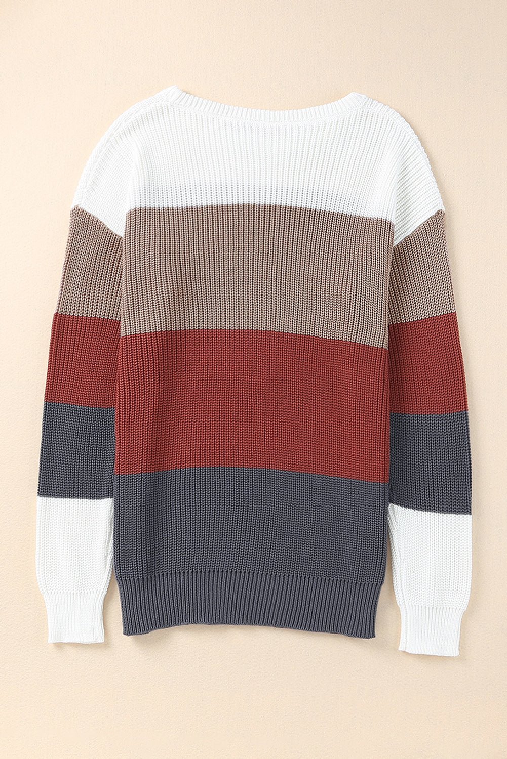 Colorblock Stripe Round Neck Pullover Sweater - Rooted & Reckless Co.