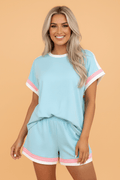 Colorblock Stripe Tee & Drawstring Shorts Set - Rooted & Reckless Co.