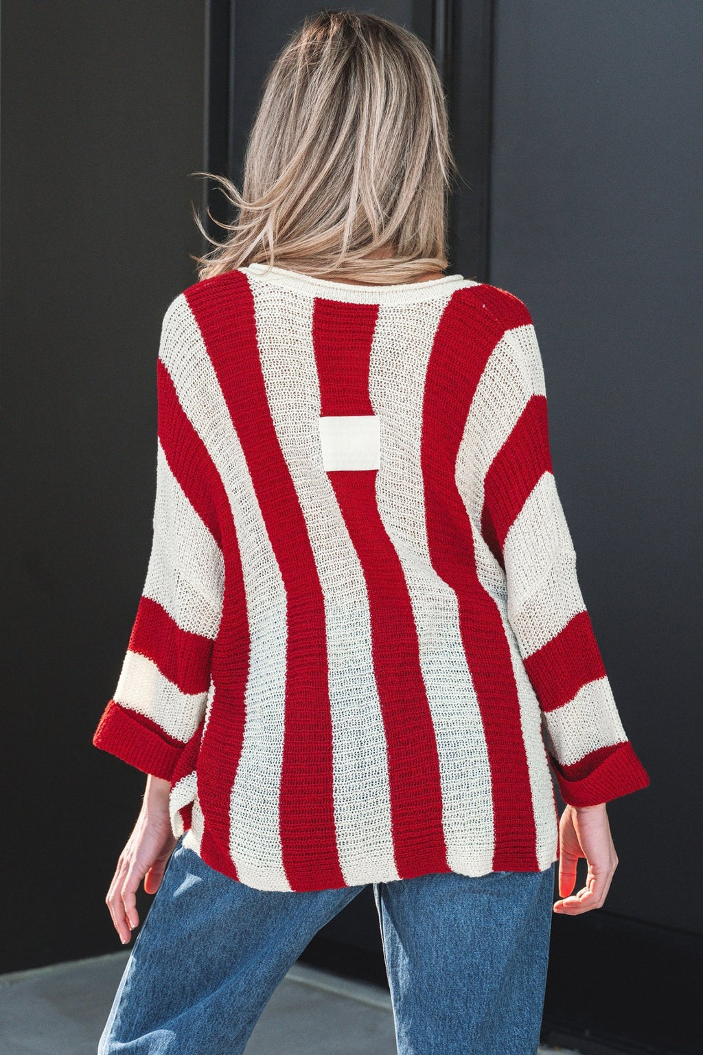 Colorblock Stripe V-Neck 3/4 Sleeve Sweater - Rooted & Reckless Co.