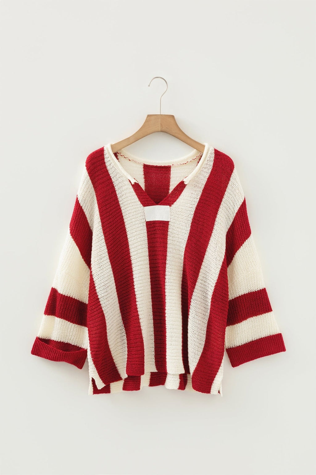 Colorblock Stripe V-Neck 3/4 Sleeve Sweater - Rooted & Reckless Co.