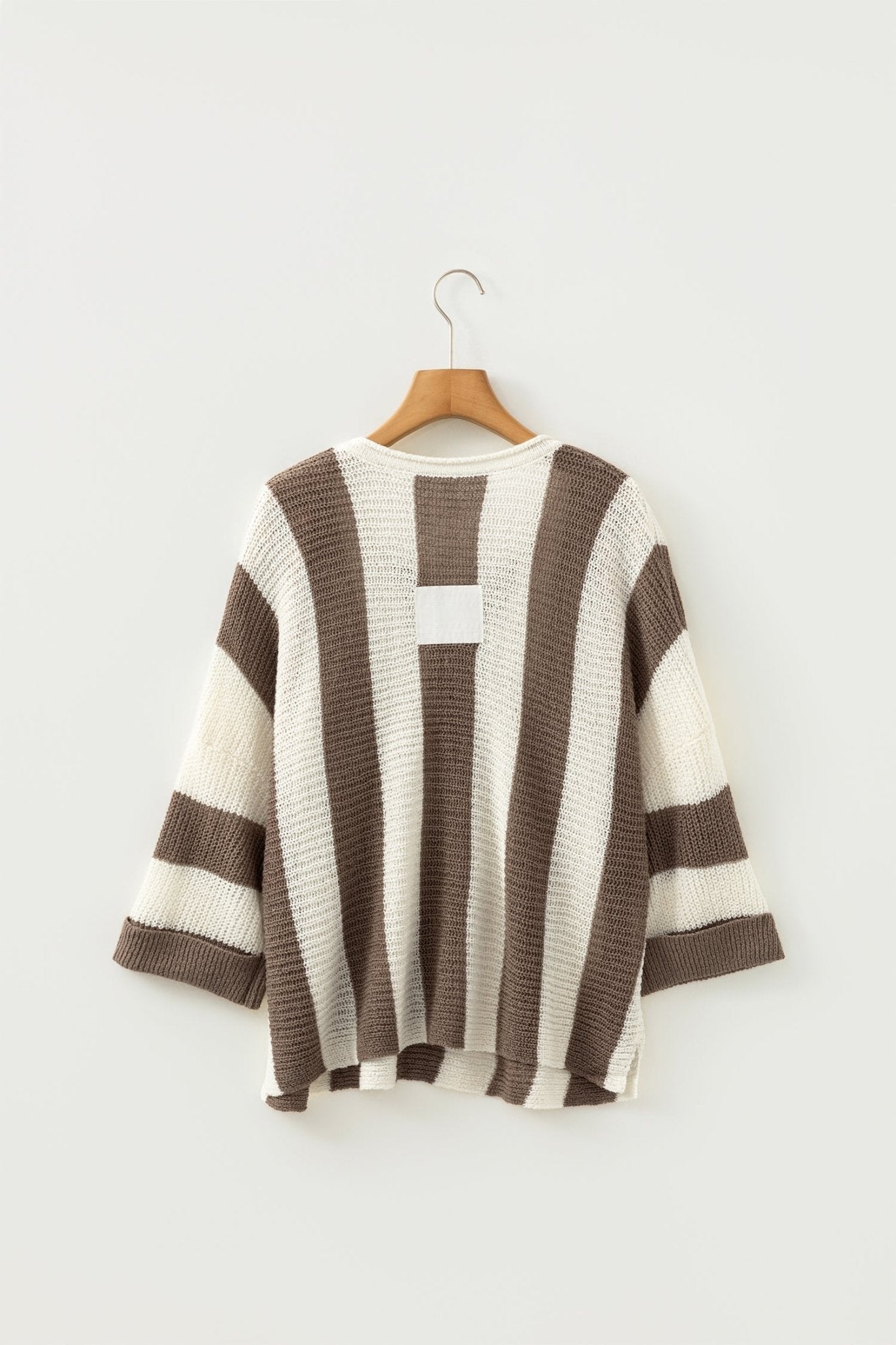 Colorblock Stripe V-Neck 3/4 Sleeve Sweater - Rooted & Reckless Co.