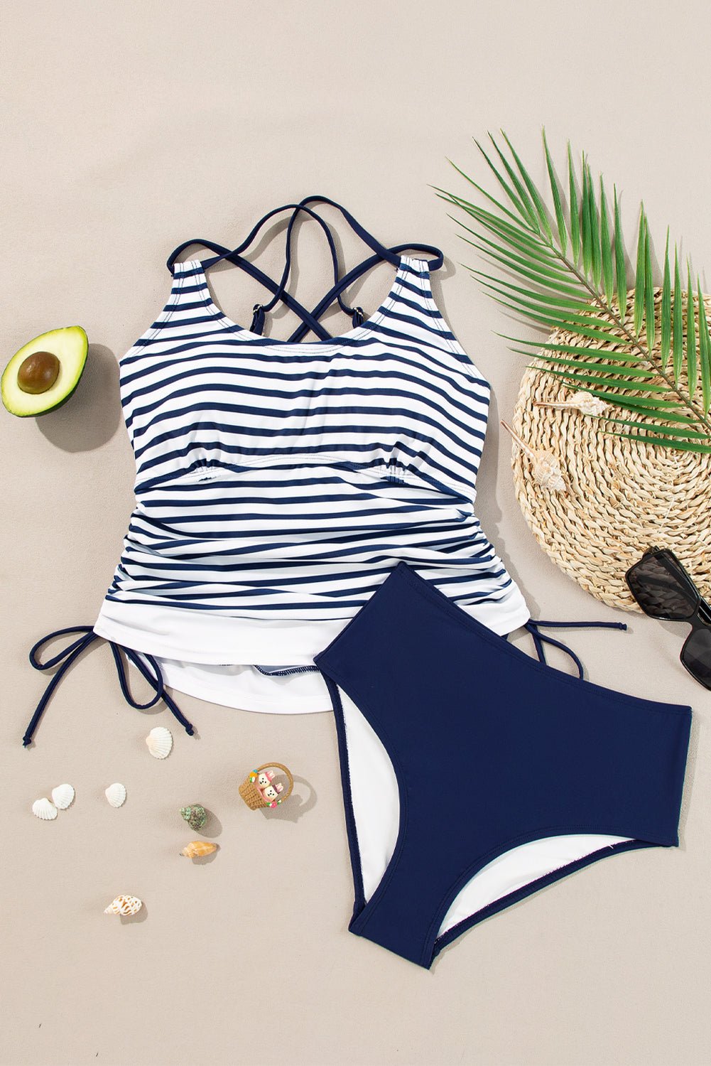 Colorblock Tankini Top & High Waist Bikini Set - Rooted & Reckless Co.