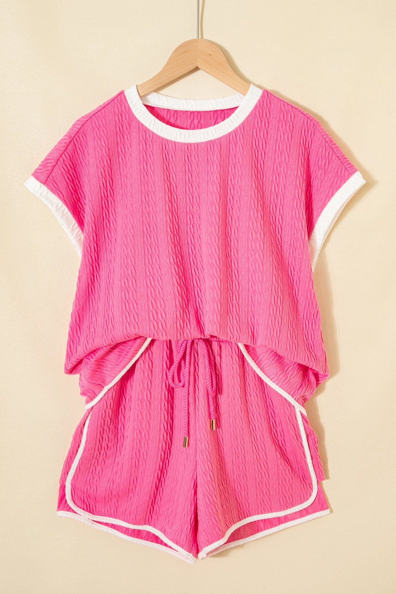 Colorblock Textured Tee & Drawstring Shorts Set - Rooted & Reckless Co.