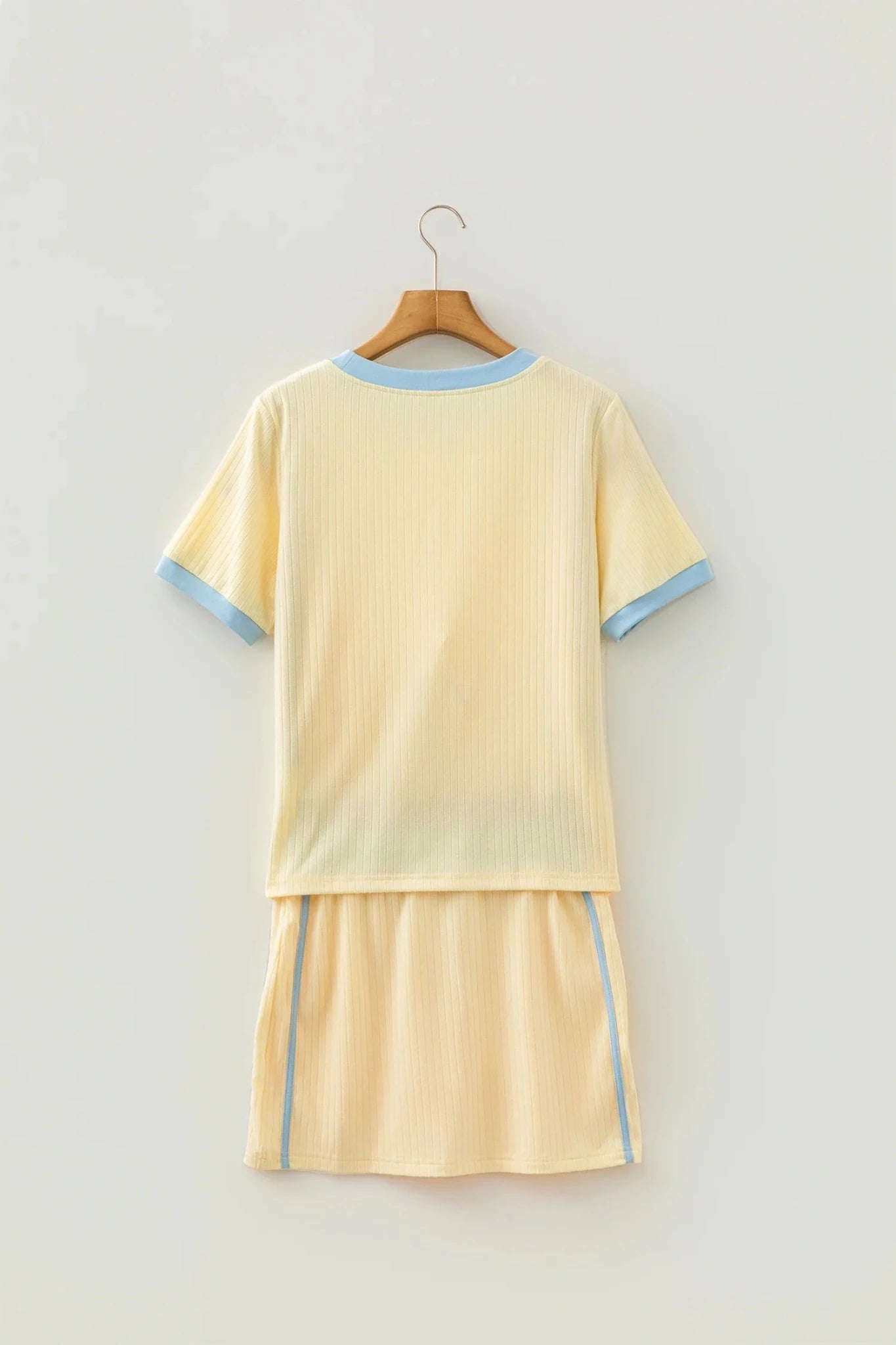 Colorblock Trim Ribbed Tee & Drawstring Skirt Set - Rooted & Reckless Co.