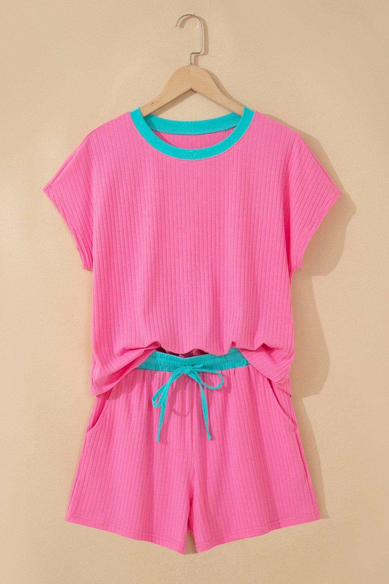 Colorblock Trim Ribbed Top & Shorts Set - Rooted & Reckless Co.