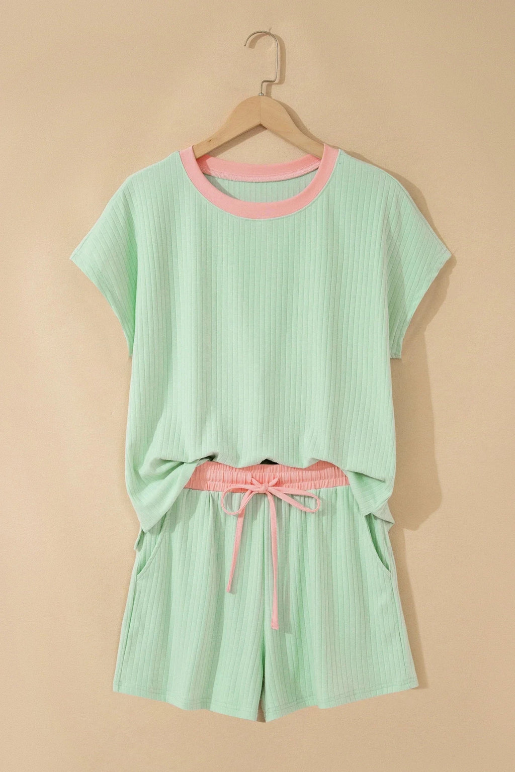 Colorblock Trim Ribbed Top & Shorts Set - Rooted & Reckless Co.