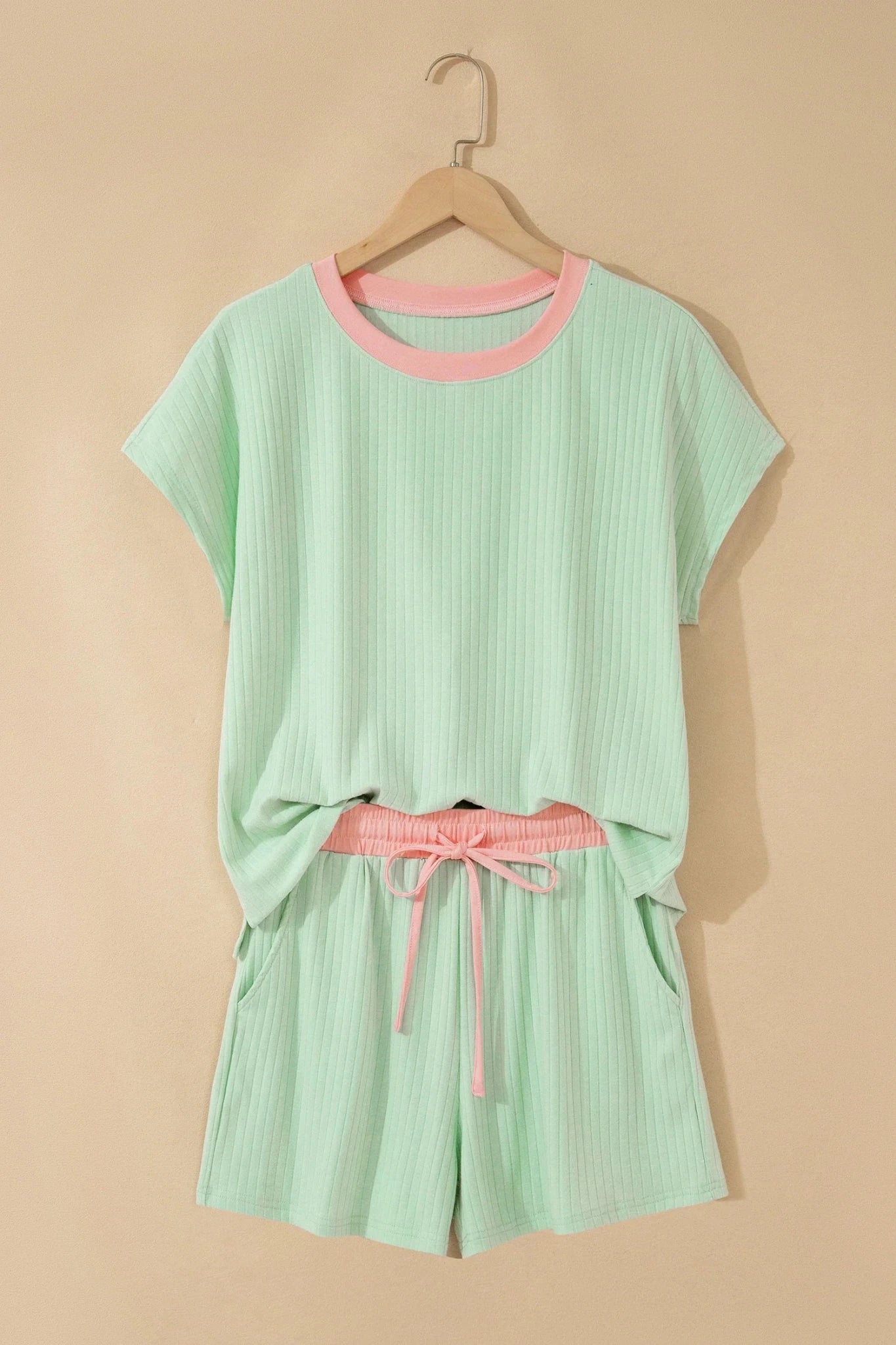 Colorblock Trim Ribbed Top & Shorts Set - Rooted & Reckless Co.