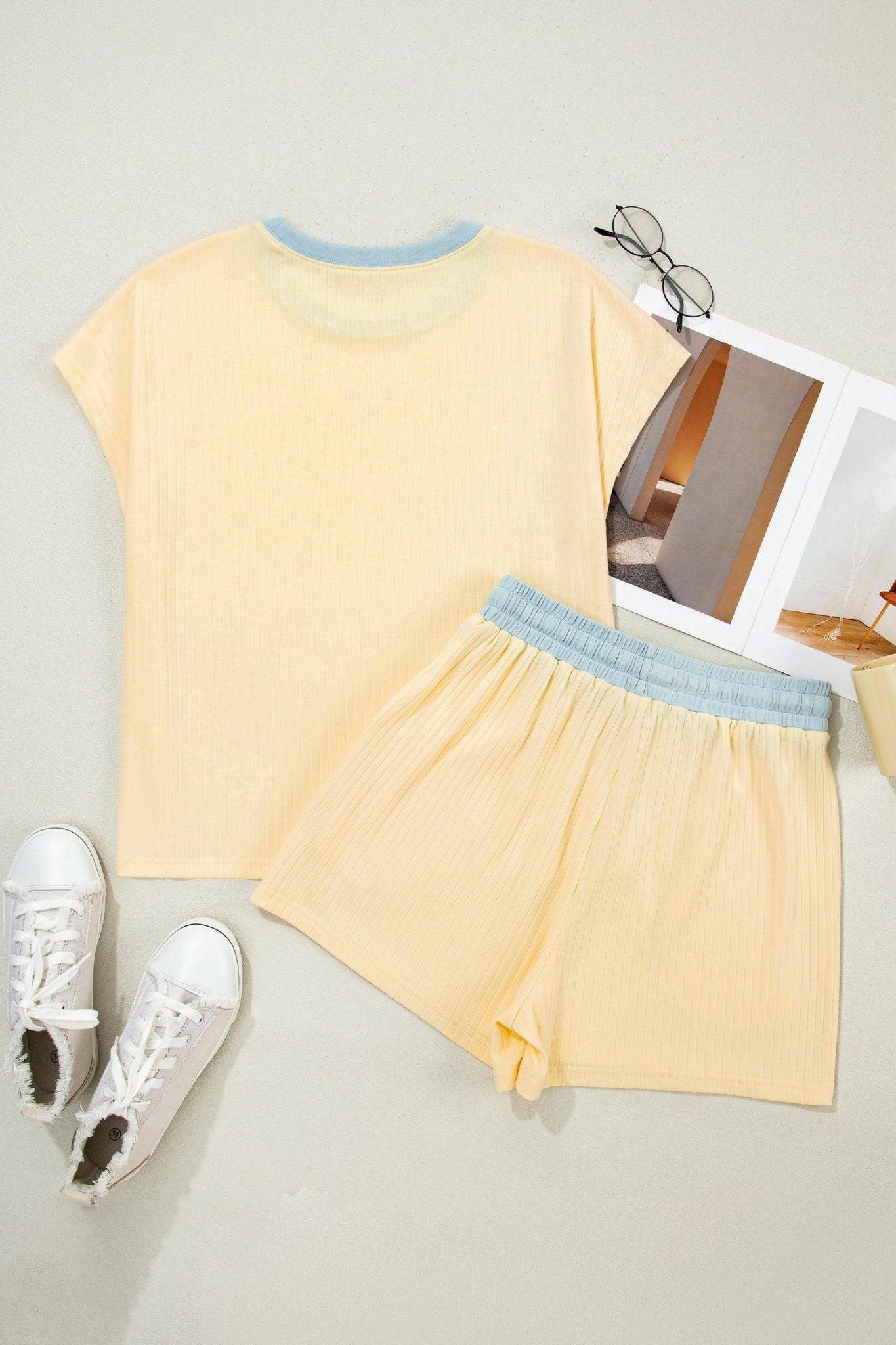 Colorblock Trim Ribbed Top & Shorts Set - Rooted & Reckless Co.