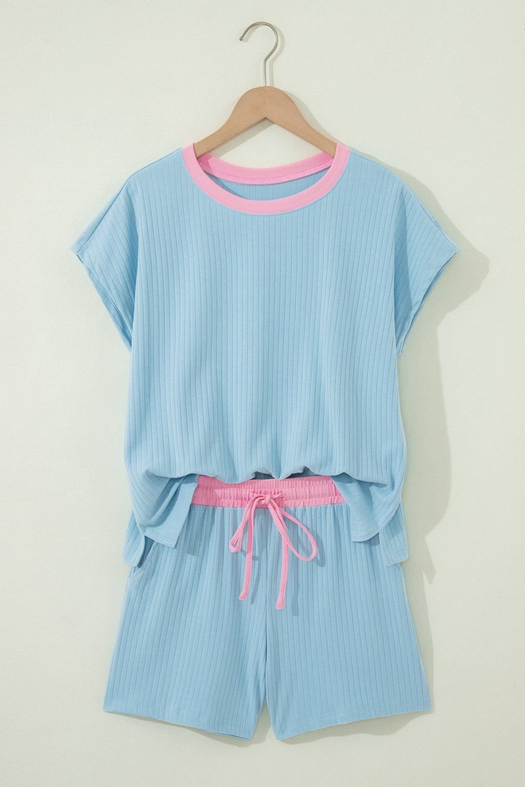 Colorblock Trim Ribbed Top & Shorts Set - Rooted & Reckless Co.