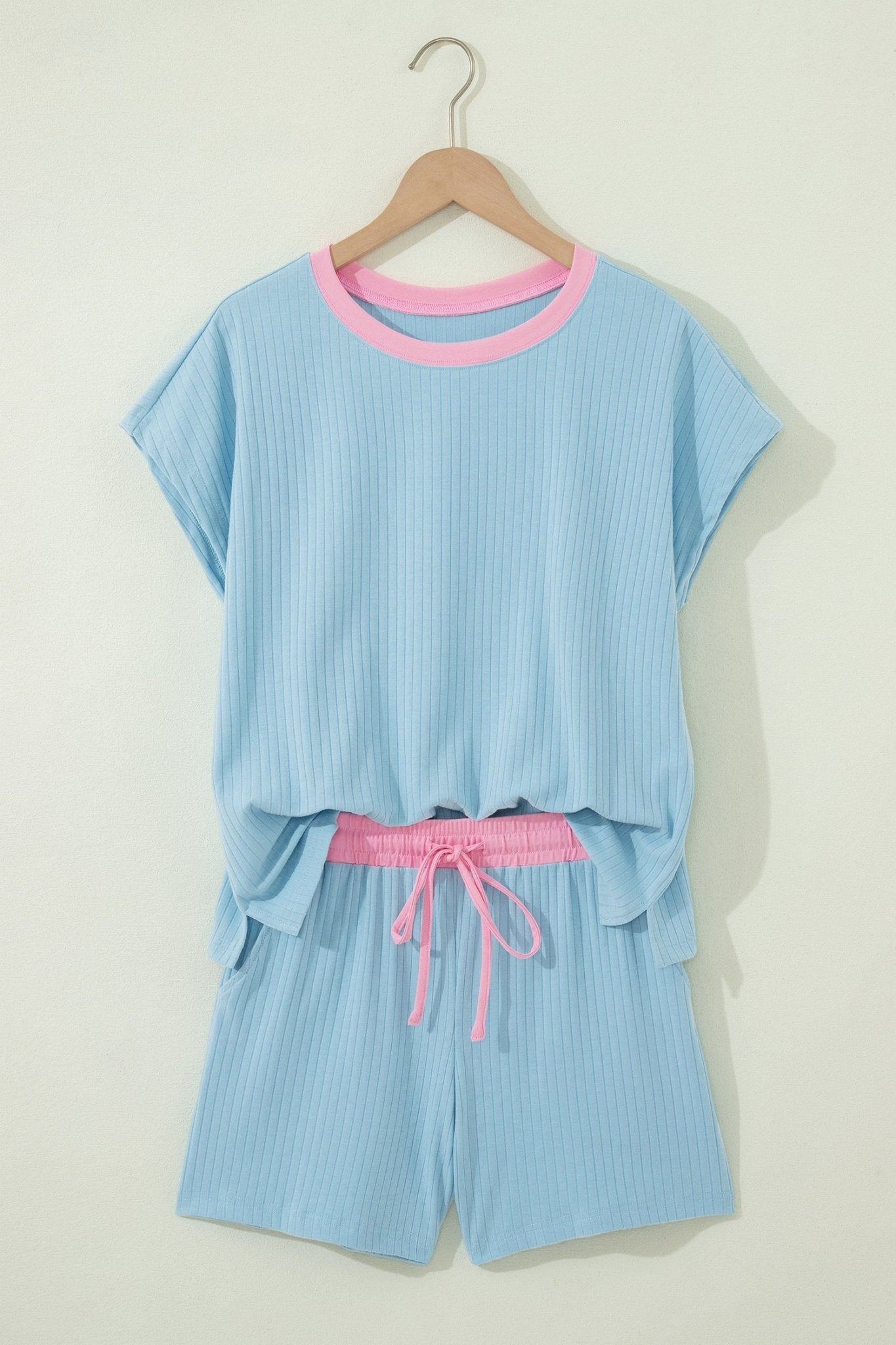 Colorblock Trim Ribbed Top & Shorts Set - Rooted & Reckless Co.