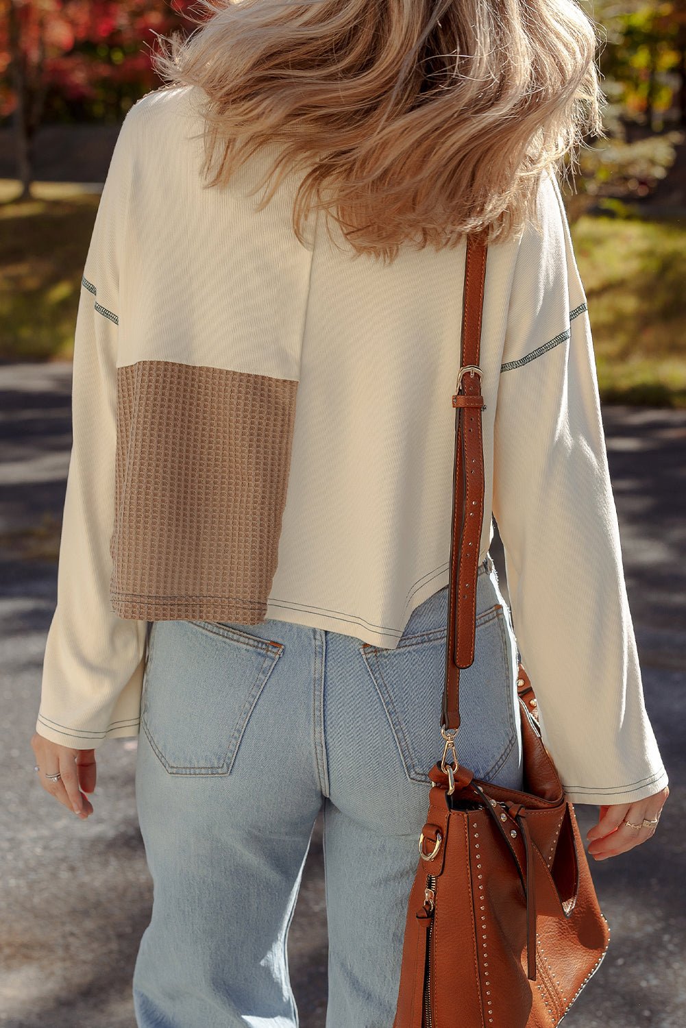 Colorblock Waffle Knit Long Sleeve Top - Rooted & Reckless Co.