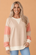 Colorblock Waffle Knit Patchwork Long Sleeve Sweatshirt - Rooted & Reckless Co.