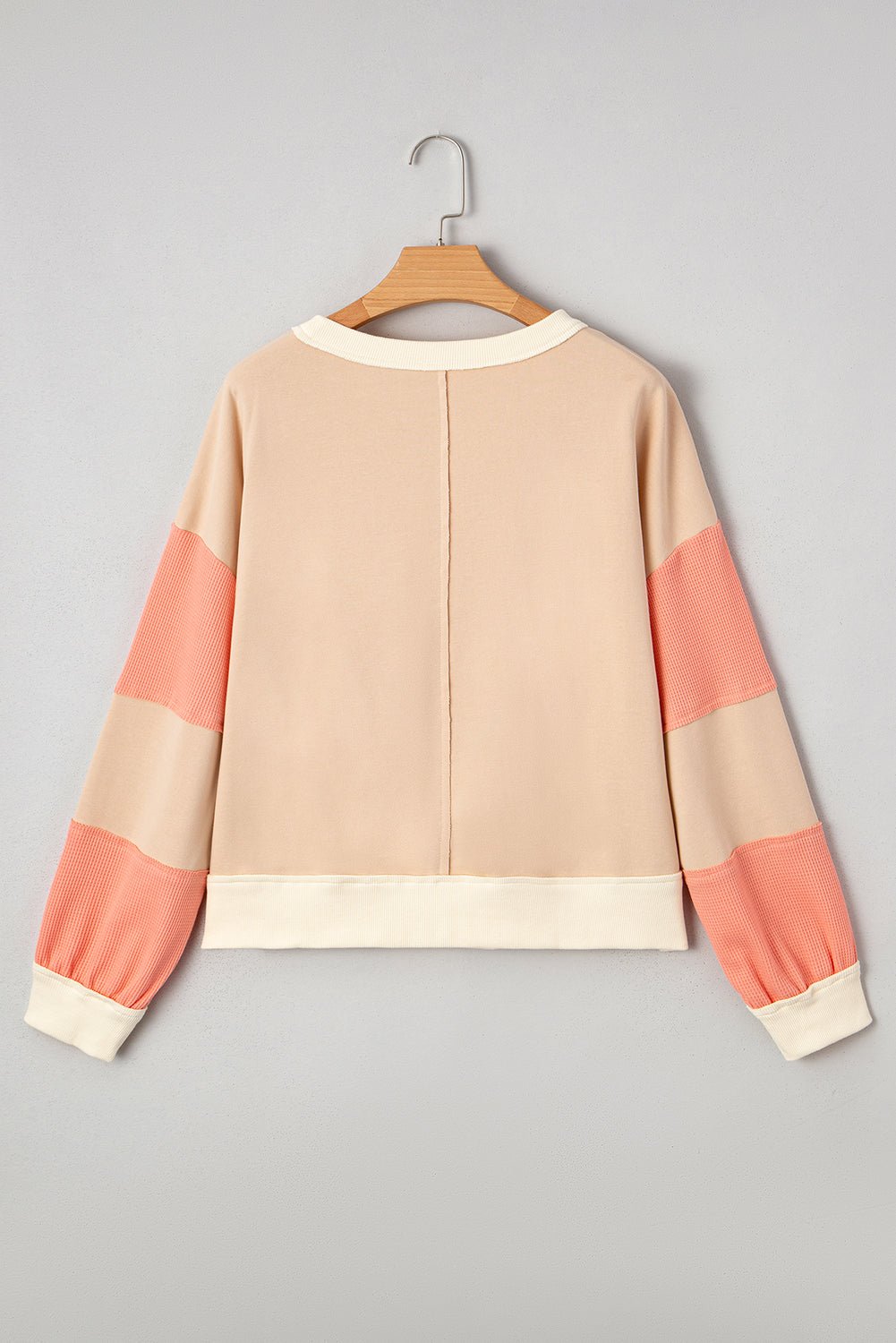 Colorblock Waffle Knit Patchwork Long Sleeve Sweatshirt - Rooted & Reckless Co.