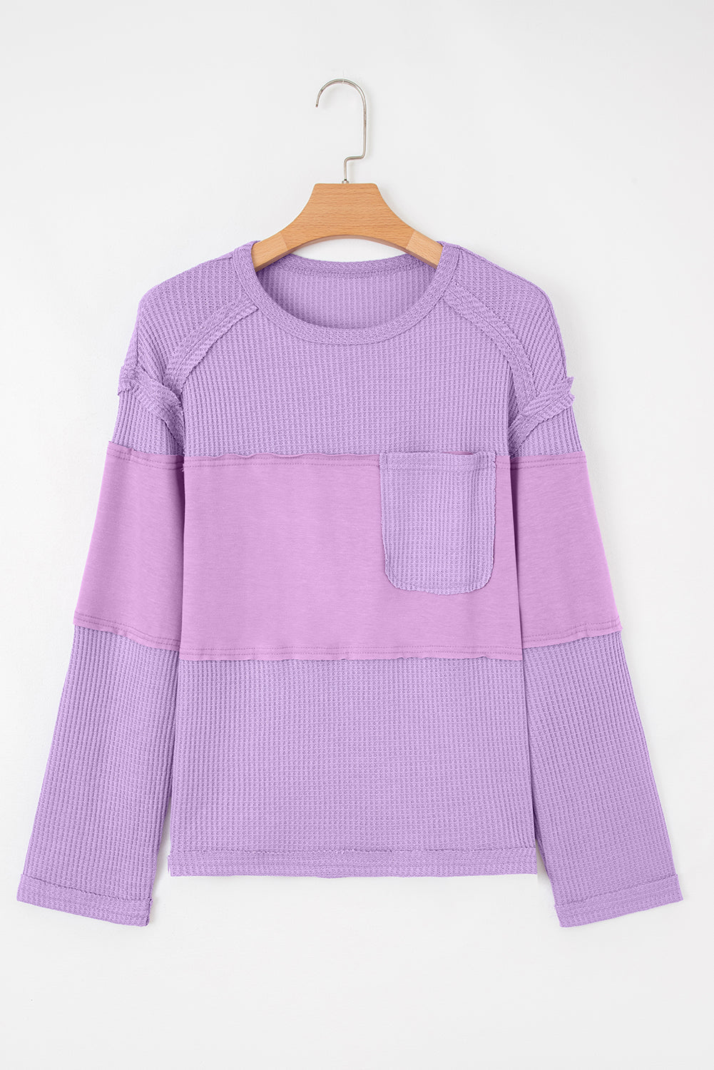 Colorblock Waffle Knit Patchwork Long Sleeve Top - Rooted & Reckless Co.