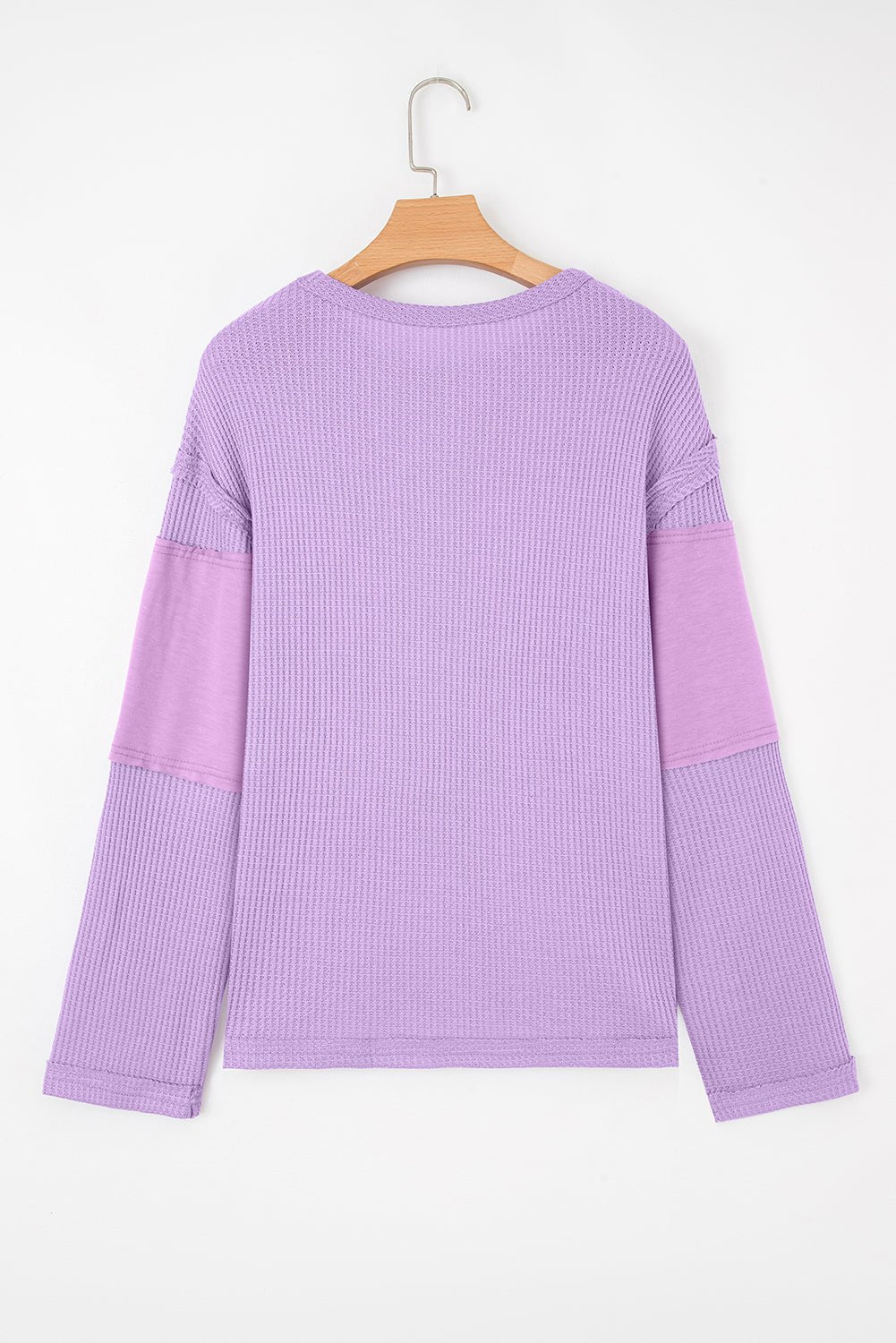 Colorblock Waffle Knit Patchwork Long Sleeve Top - Rooted & Reckless Co.