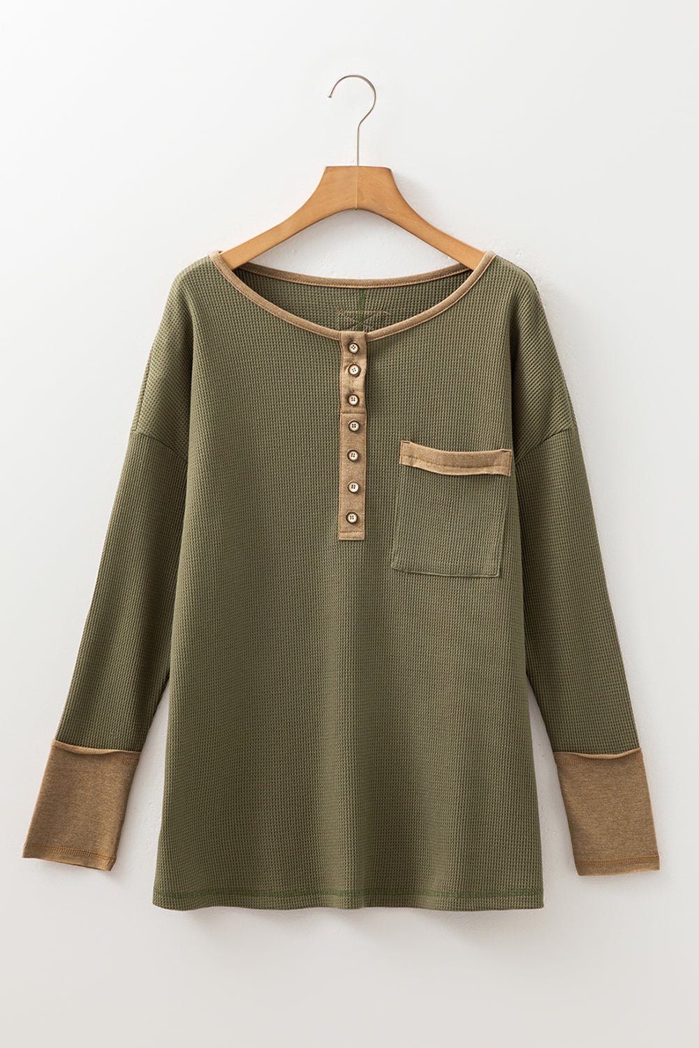 Colorblock Waffle Textured Henley Top - Rooted & Reckless Co.