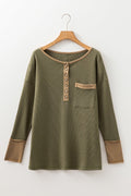 Colorblock Waffle Textured Henley Top - Rooted & Reckless Co.