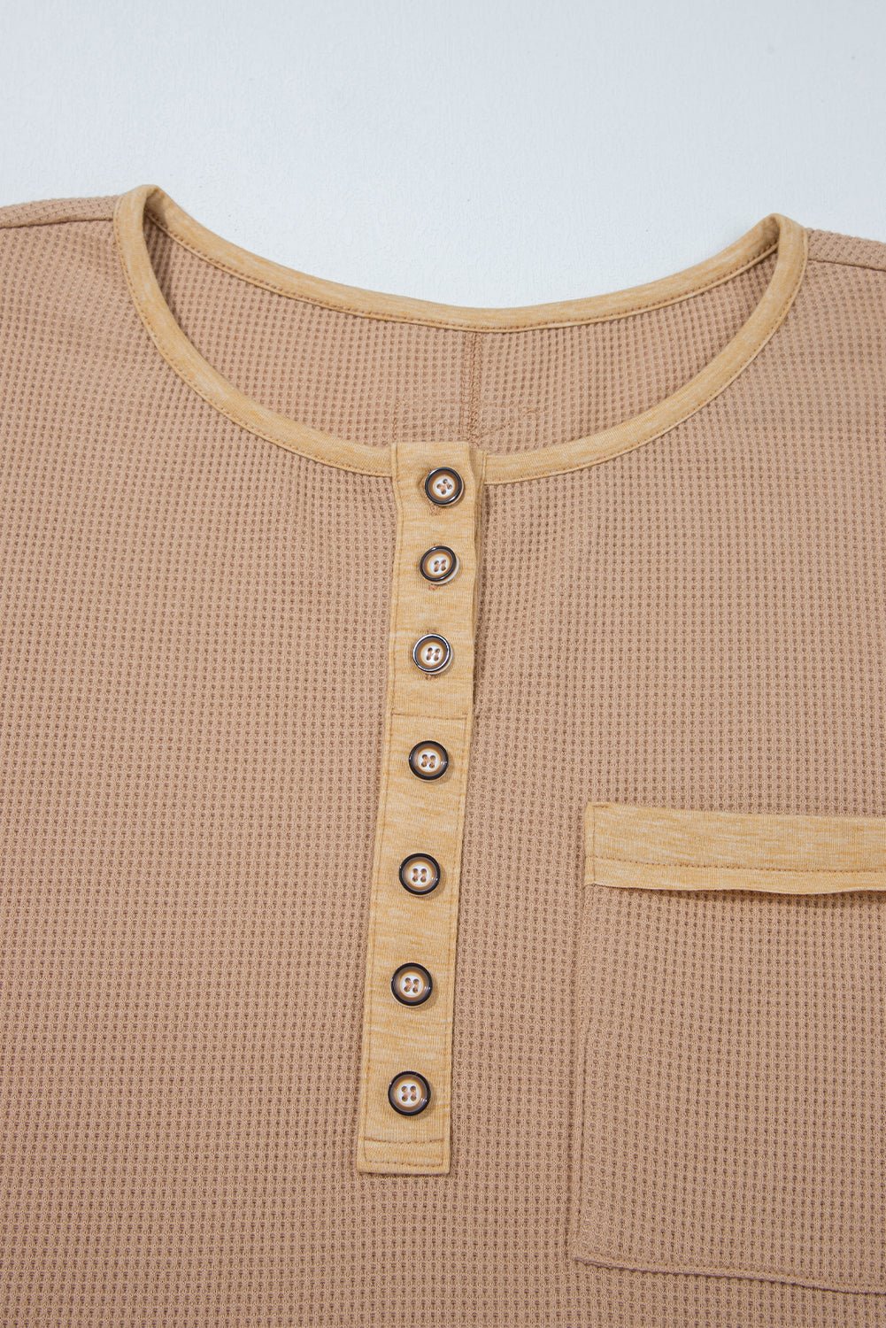 Colorblock Waffle Textured Henley Top - Rooted & Reckless Co.