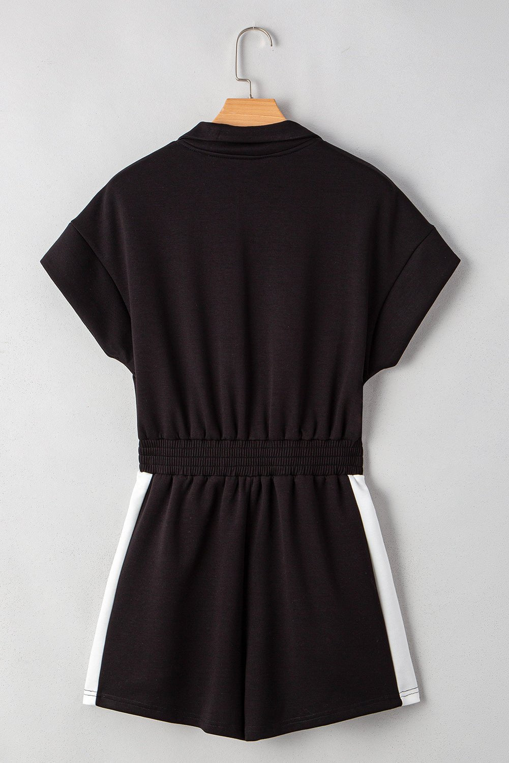 Colorblock Zip Front Collared Short Sleeve Romper - Rooted & Reckless Co.