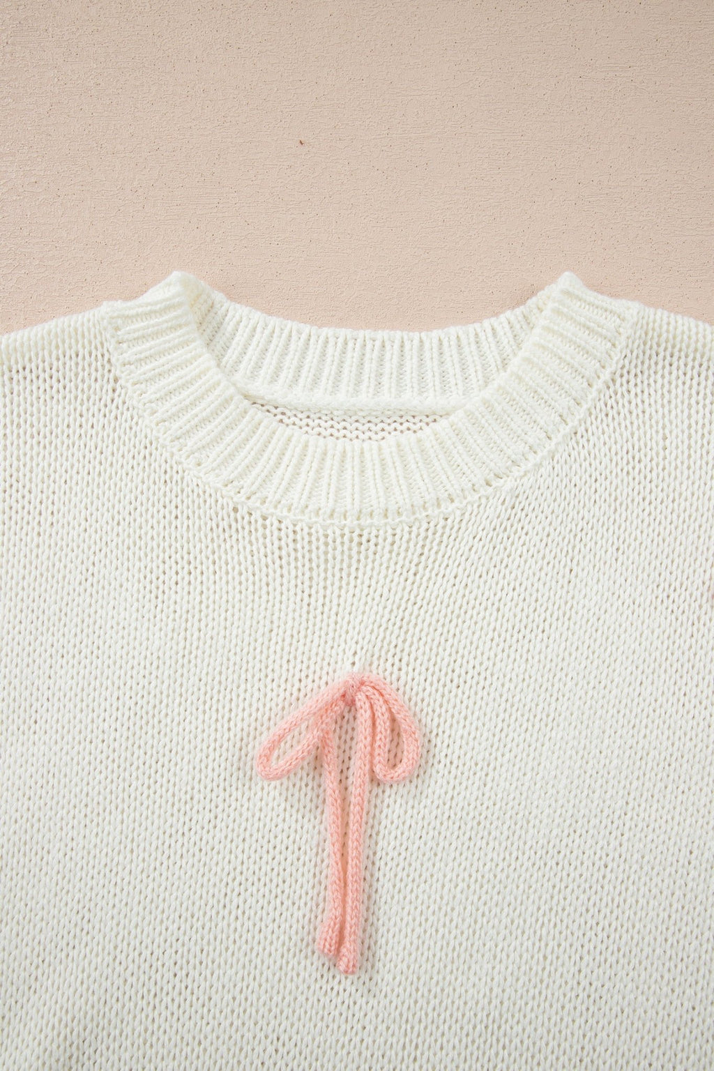 Contrast Bow Tie Short Sleeve Knit Sweater - Rooted & Reckless Co.