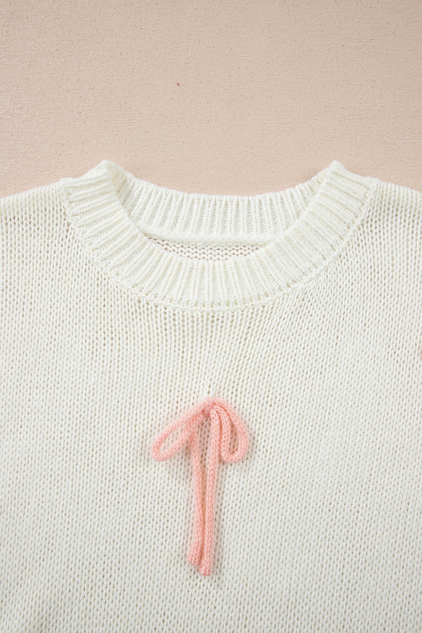Contrast Bow Tie Short Sleeve Knit Sweater - Rooted & Reckless Co.
