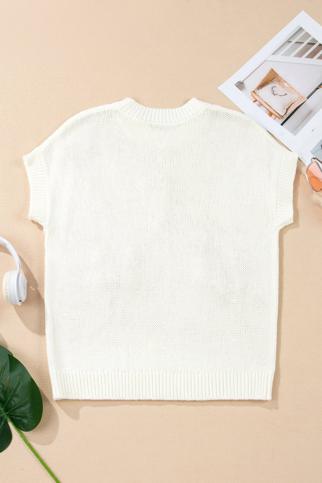Contrast Bow Tie Short Sleeve Knit Sweater - Rooted & Reckless Co.
