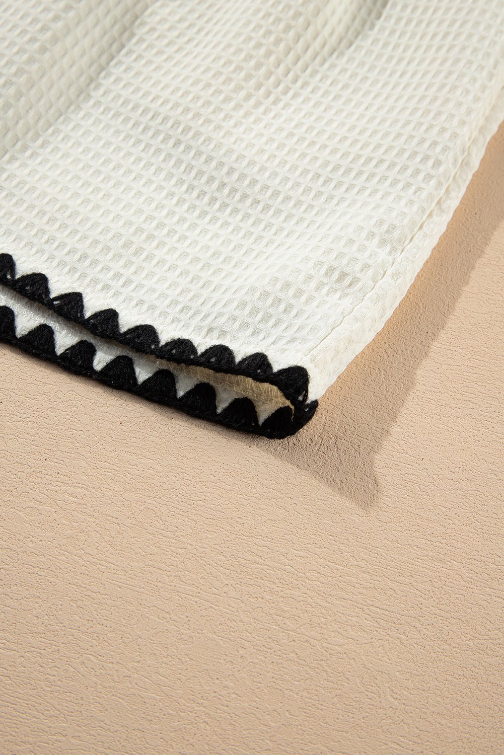 Contrast Ricrac Hem Waffle Textured Shorts - Rooted & Reckless Co.