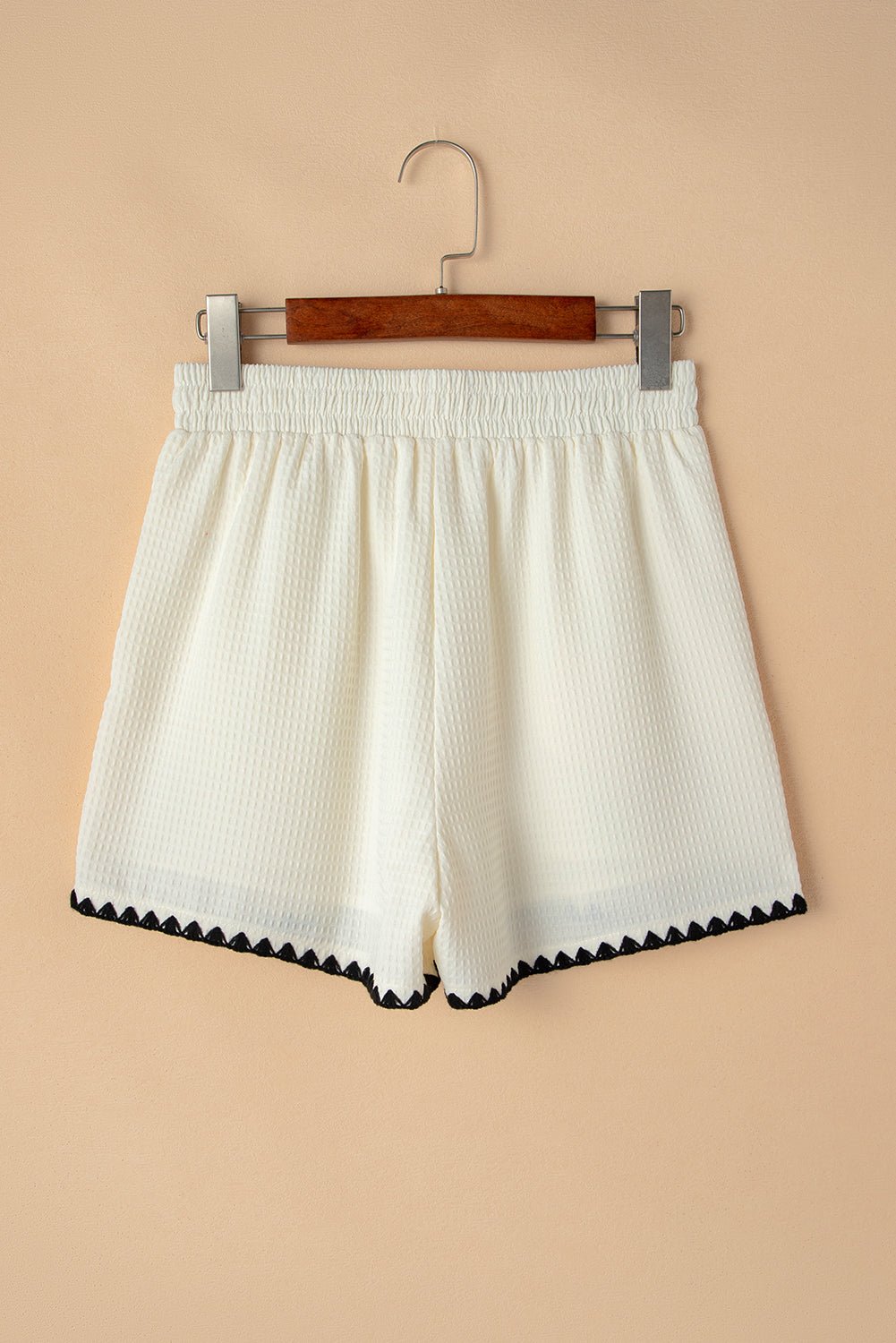 Contrast Ricrac Hem Waffle Textured Shorts - Rooted & Reckless Co.