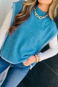 Contrast Stitch Tie Side Mock Neck Sleeveless Sweater - Rooted & Reckless Co.