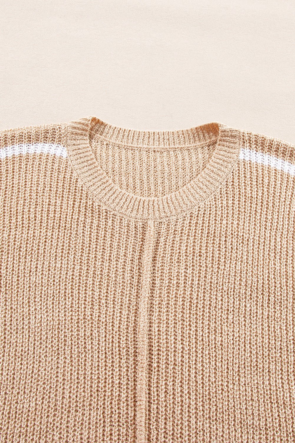 Contrast Stripe 3/4 Sleeve Crew Neck Sweater - Rooted & Reckless Co.