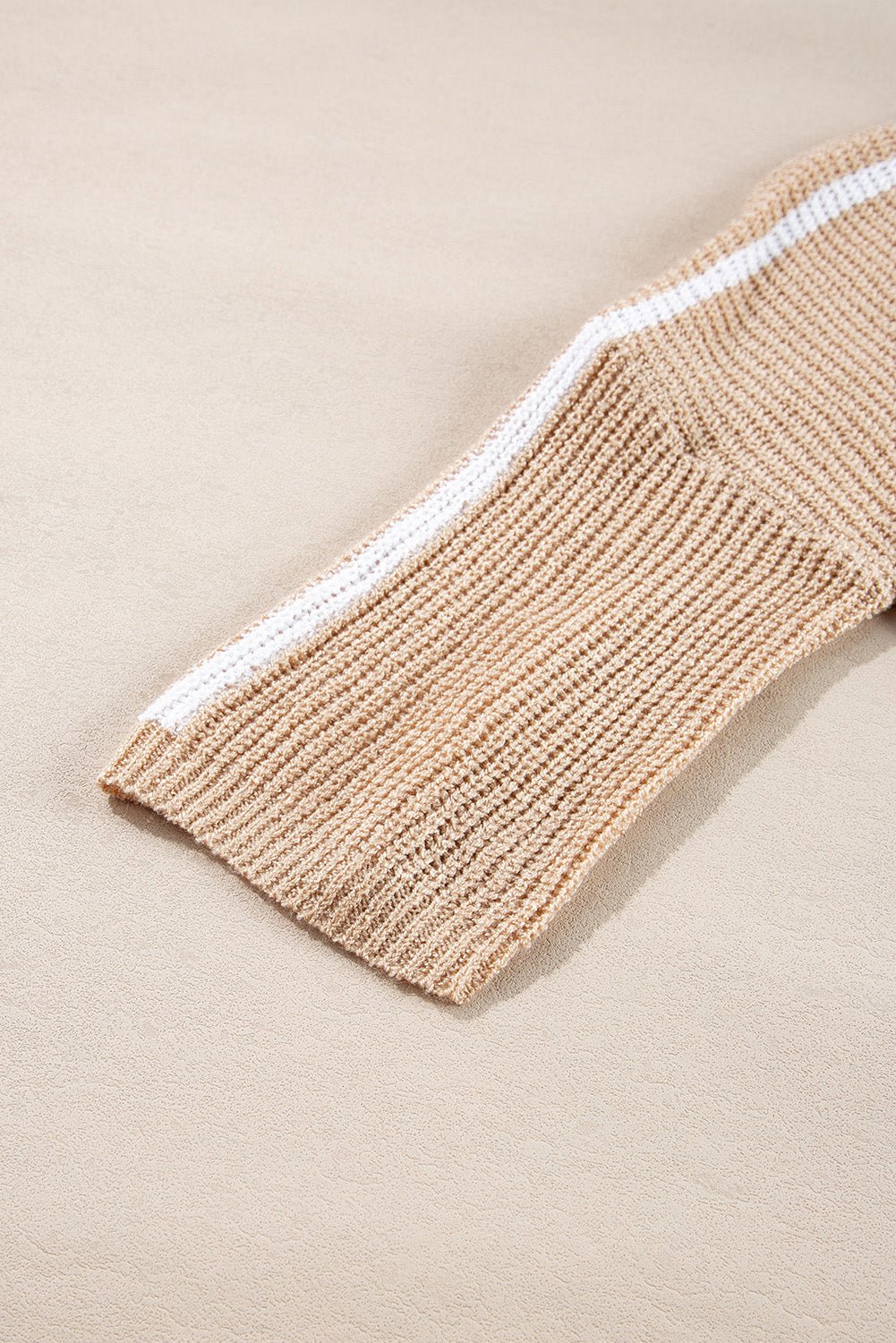 Contrast Stripe 3/4 Sleeve Crew Neck Sweater - Rooted & Reckless Co.