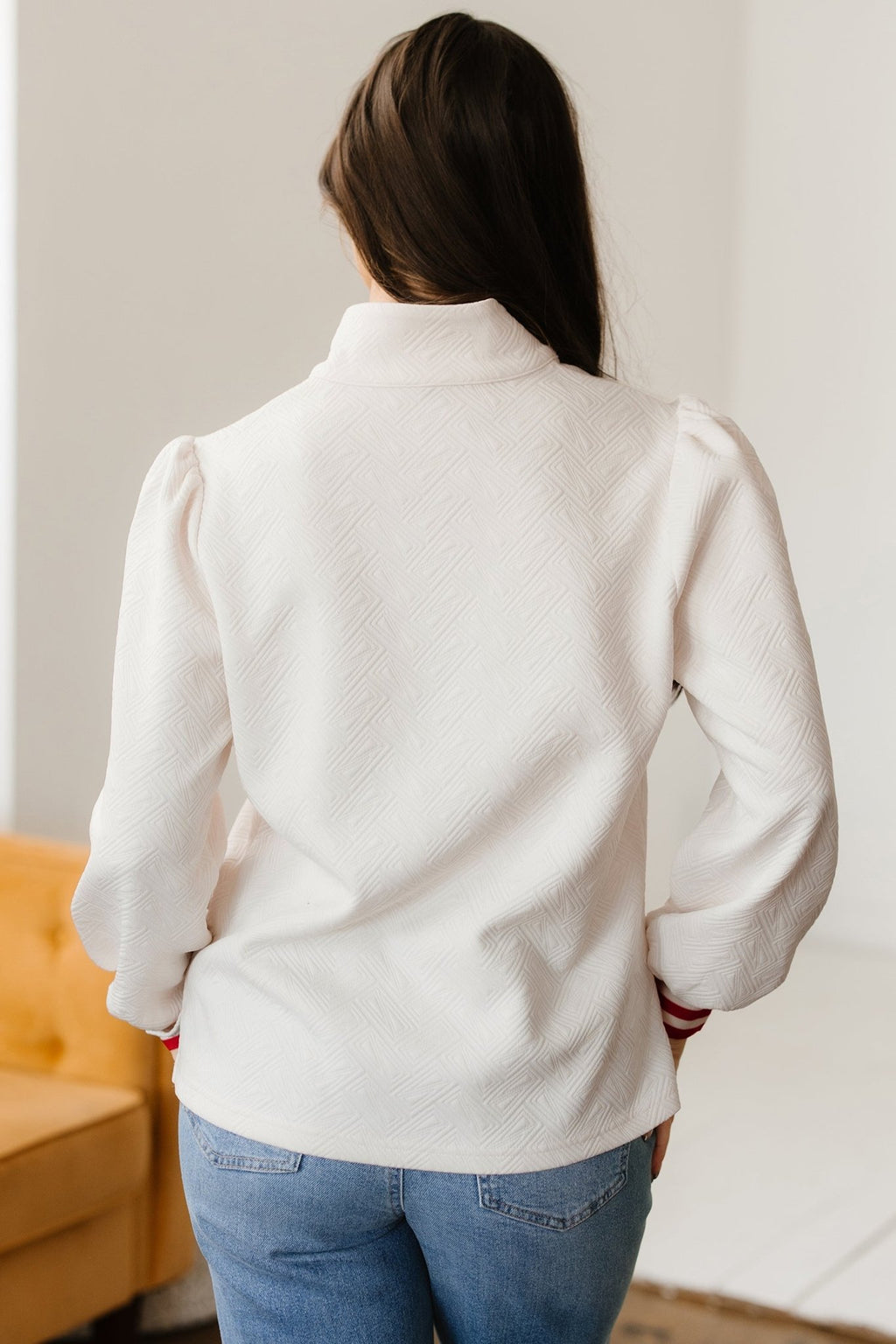 Contrast Stripe Zipped Collar Knit Pullover Top - Rooted & Reckless Co.