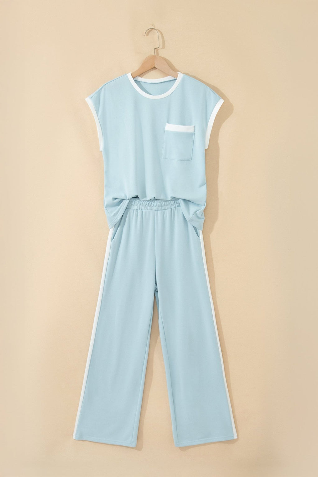 Contrast Trim Boxy Tank & Wide Leg Pants Set - Rooted & Reckless Co.