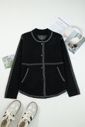 Contrast Trim Button-Up Sweater Cardigan - Rooted & Reckless Co.