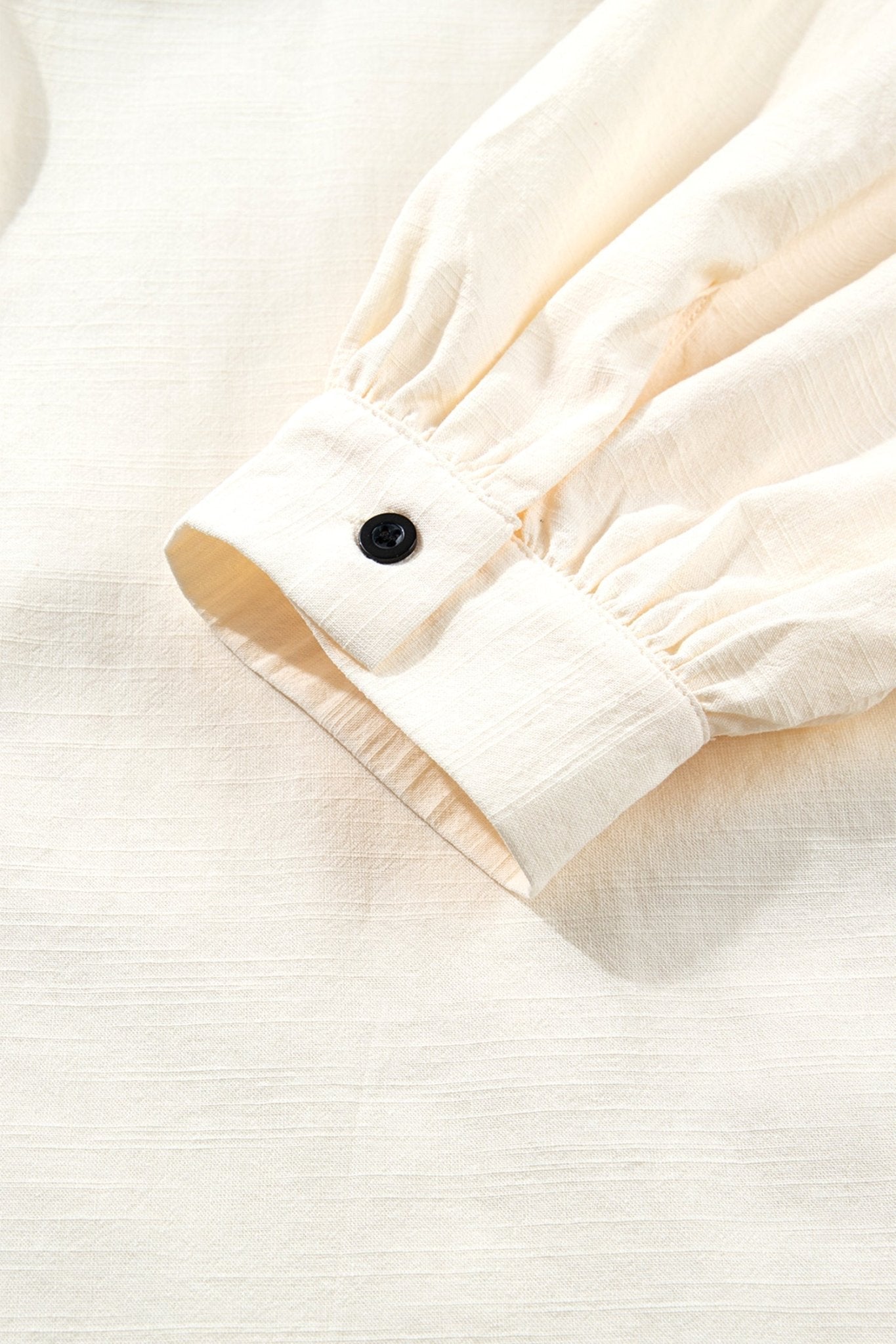 Contrast Trim Buttoned Long Puff Sleeve Shirt - Rooted & Reckless Co.