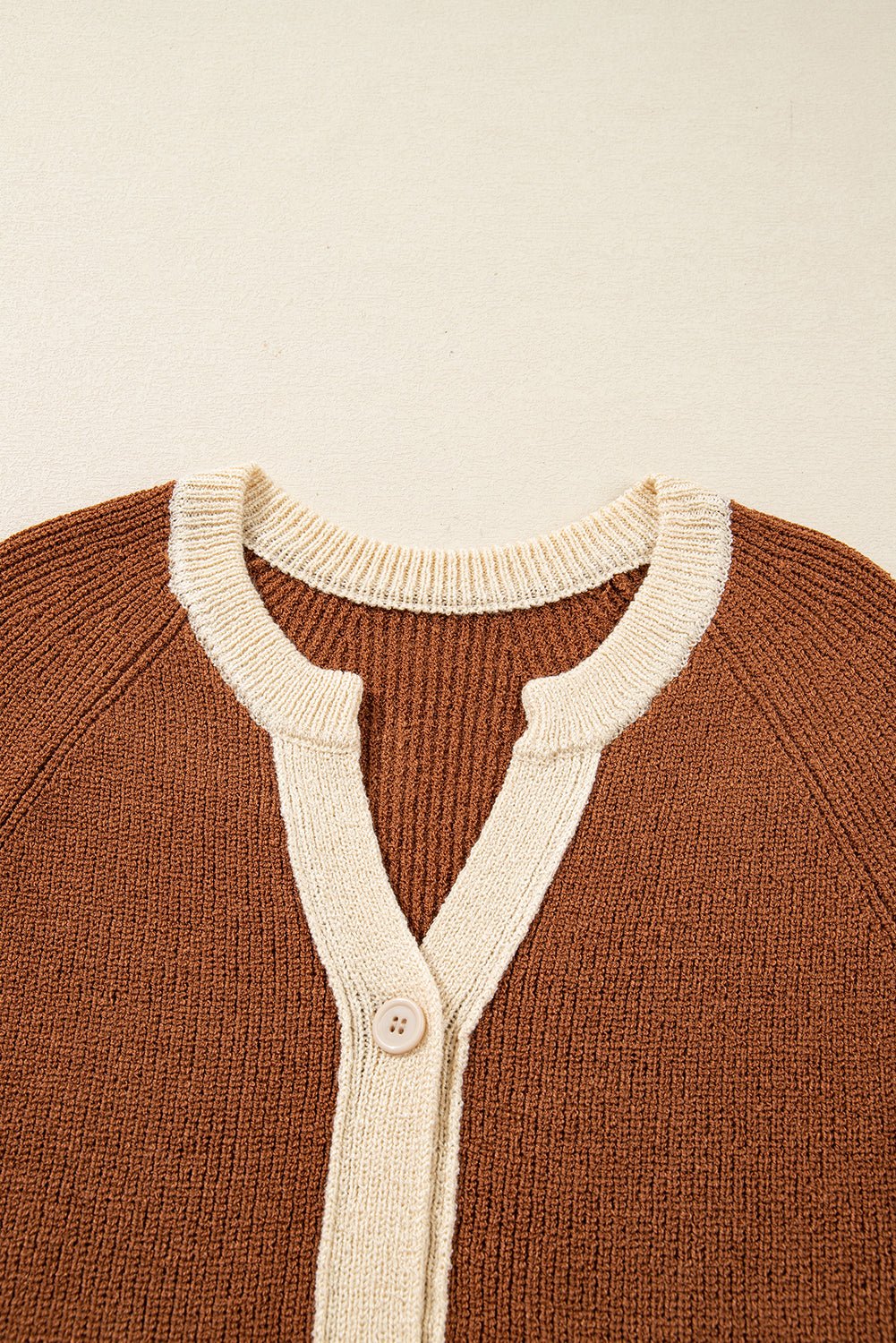 Contrast Trim Buttoned V-Neck Cropped Cardigan - Rooted & Reckless Co.