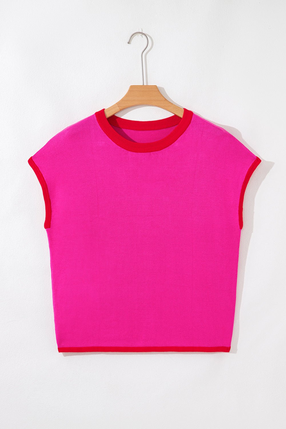 Contrast Trim Crewneck Short Sleeve Sweater - Rooted & Reckless Co.
