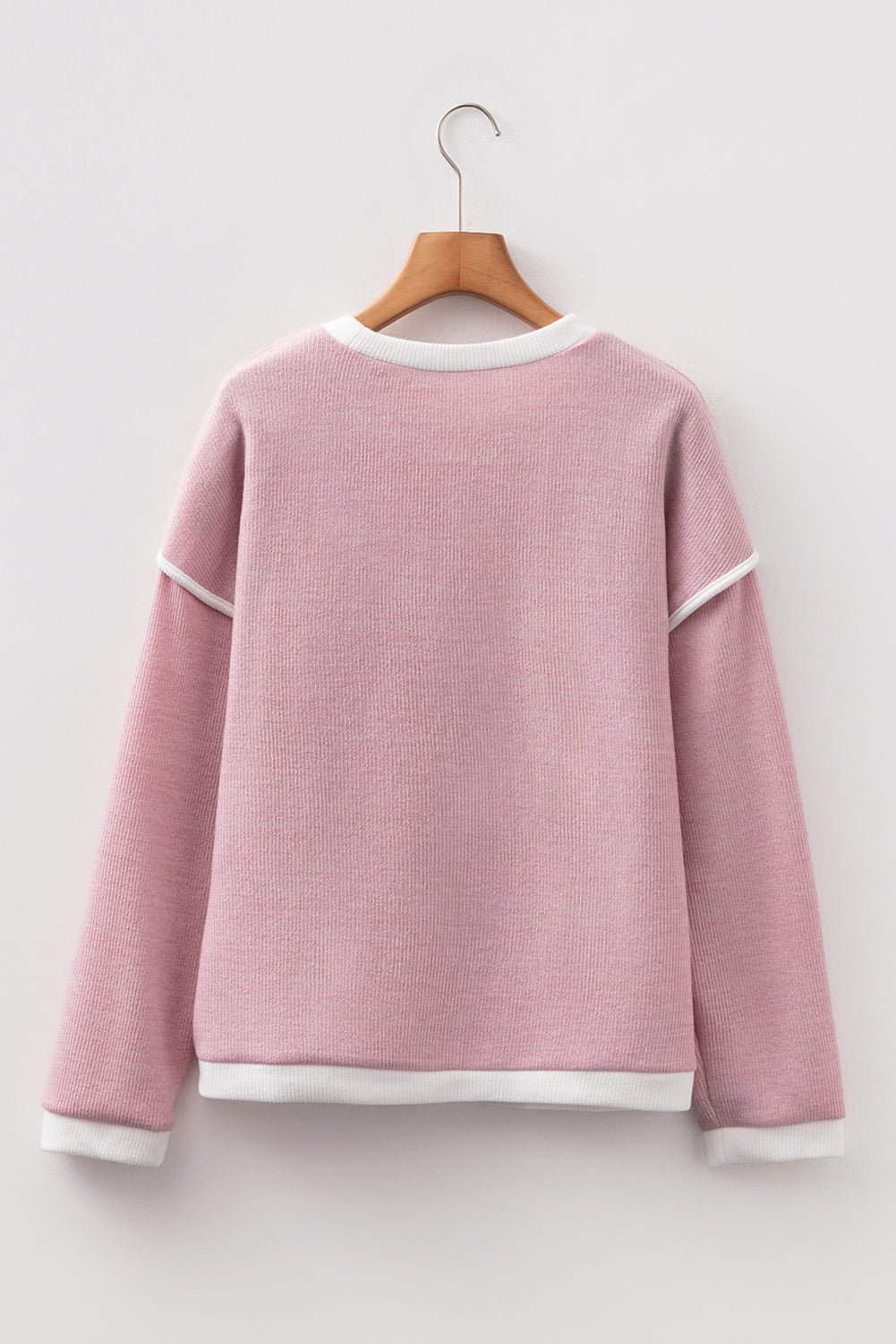 Contrast Trim Drop Shoulder Long Sleeve Knit Top - Rooted & Reckless Co.