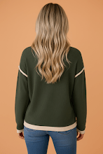 Contrast Trim Drop Shoulder Long Sleeve Knit Top - Rooted & Reckless Co.