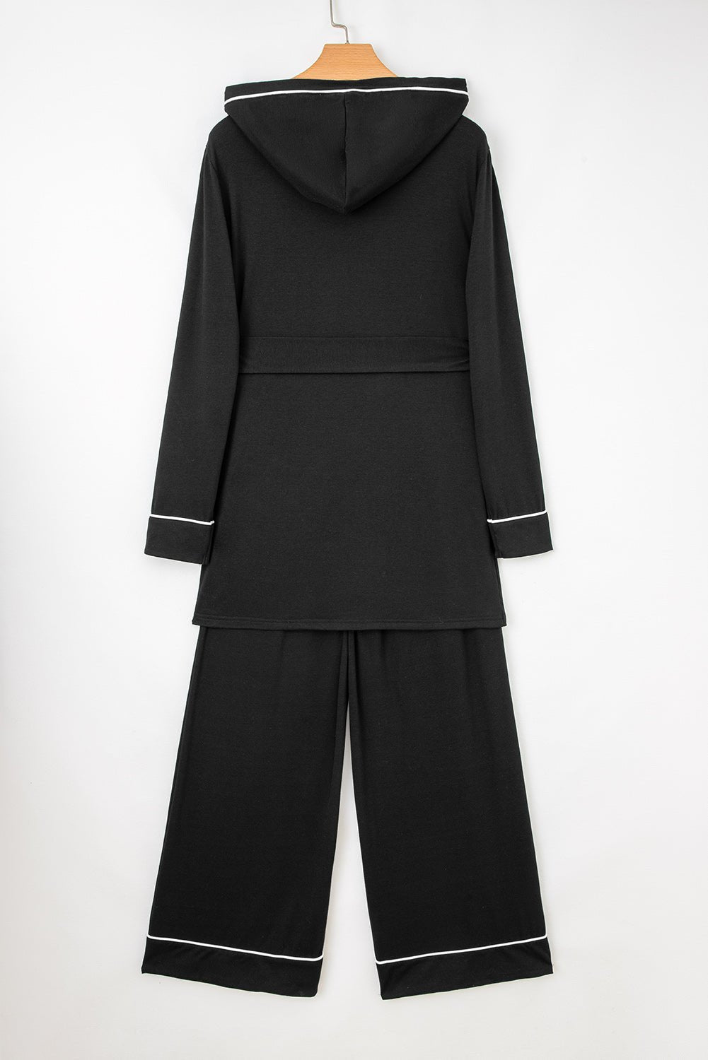 Contrast Trim Hooded Cardigan and Pants Set - Rooted & Reckless Co.