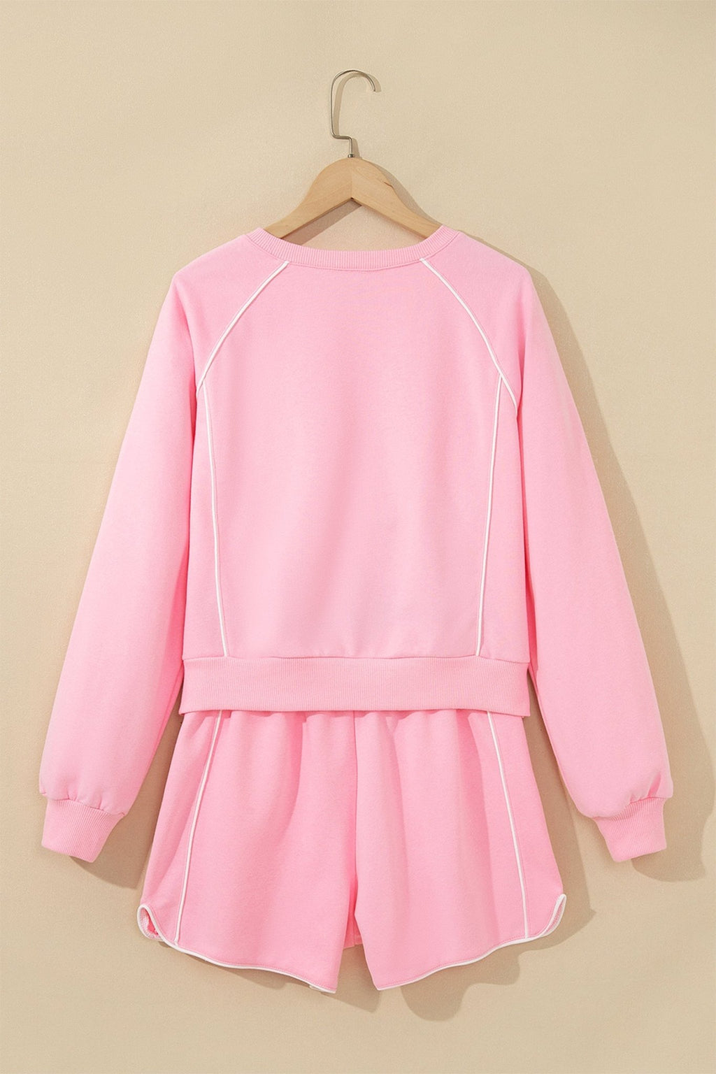 Contrast Trim Long Sleeve Pullover & Shorts Set - Rooted & Reckless Co.