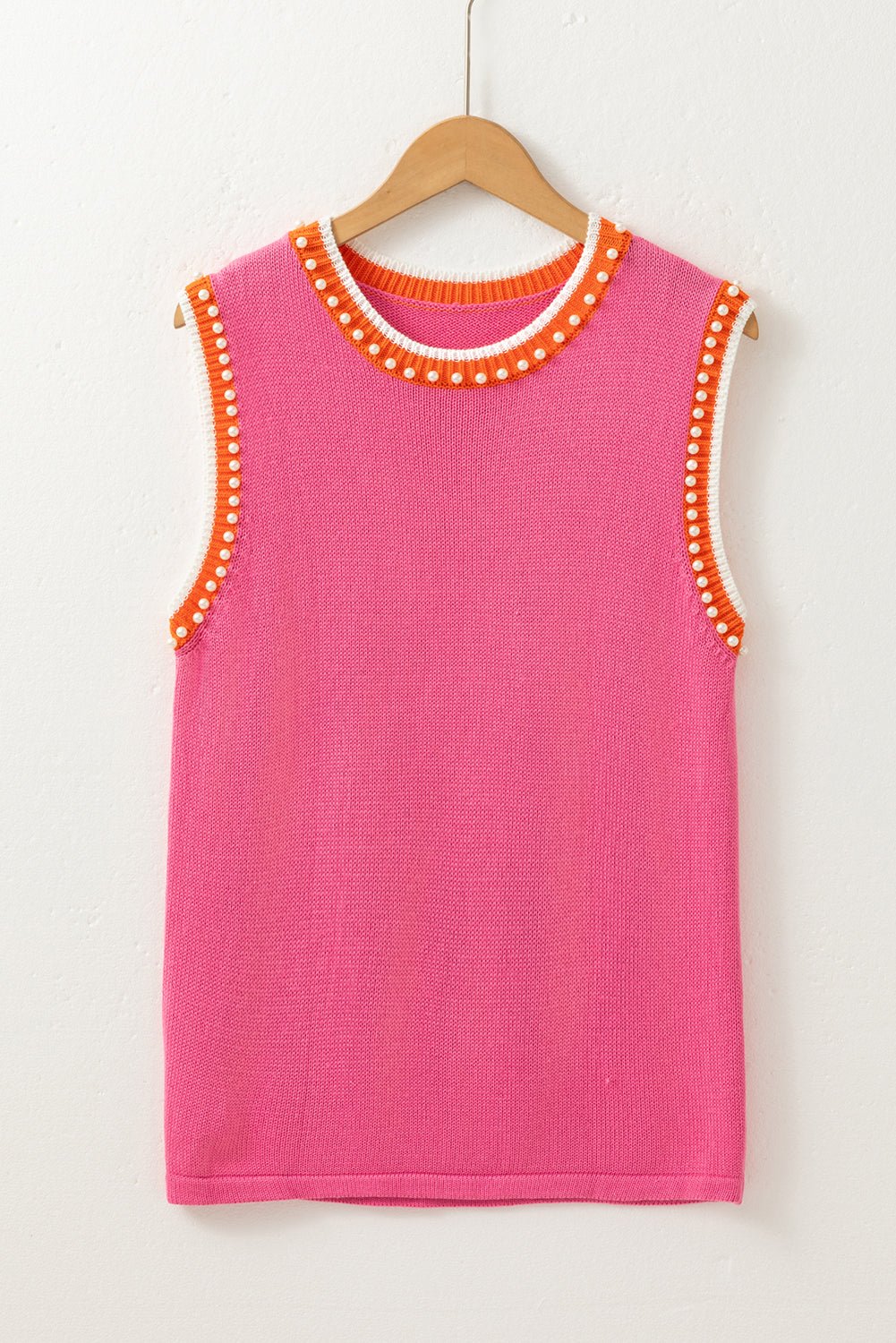Contrast Trim Pearl Crewneck Sweater Top - Rooted & Reckless Co.
