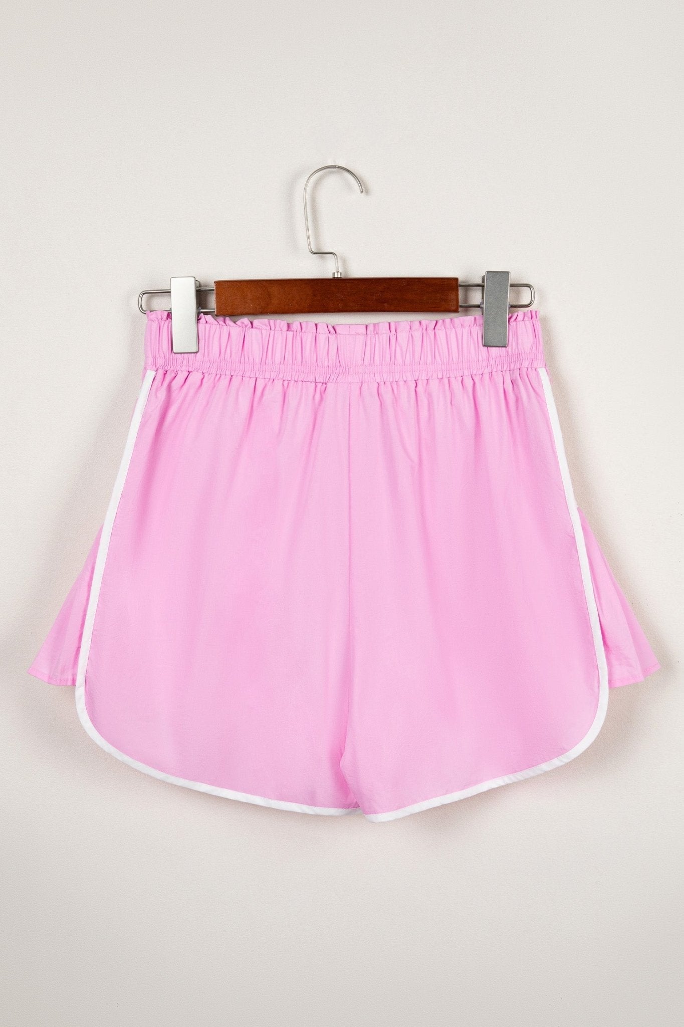 Contrast Trim Pleated High Waist Active Shorts - Rooted & Reckless Co.